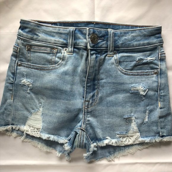 American Eagle Jean/Denim Ripped Short Shorts - Picture 3 of 9